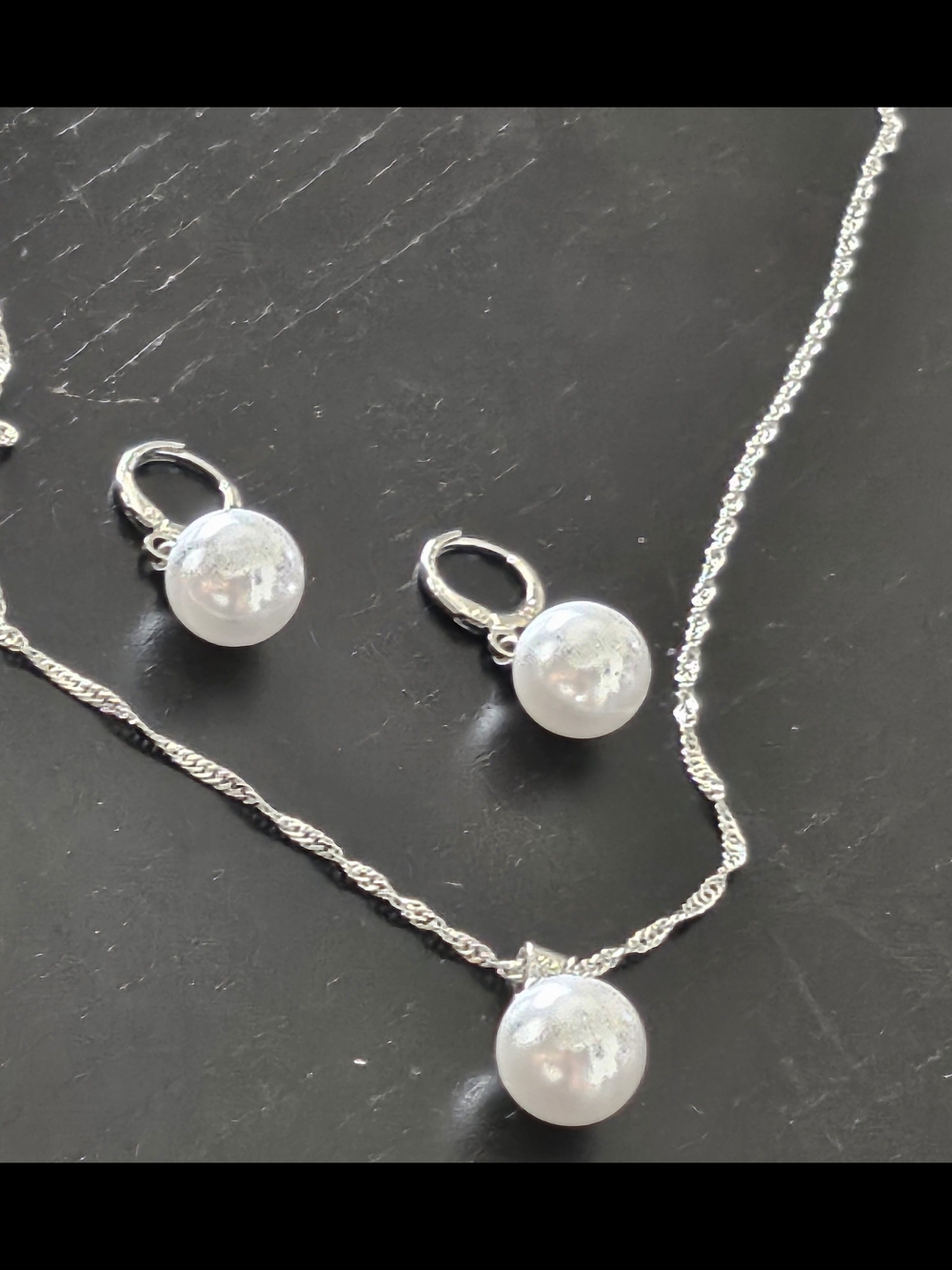 Elegant White Pearl Pendant Necklace and Earring Set - Women's Jewelry